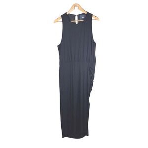 Maeve Anthropologie‎ Women's Black Sleeveless Ruched Modal Midi Dress Size Large